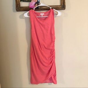 Pink ruched T-shirt dress